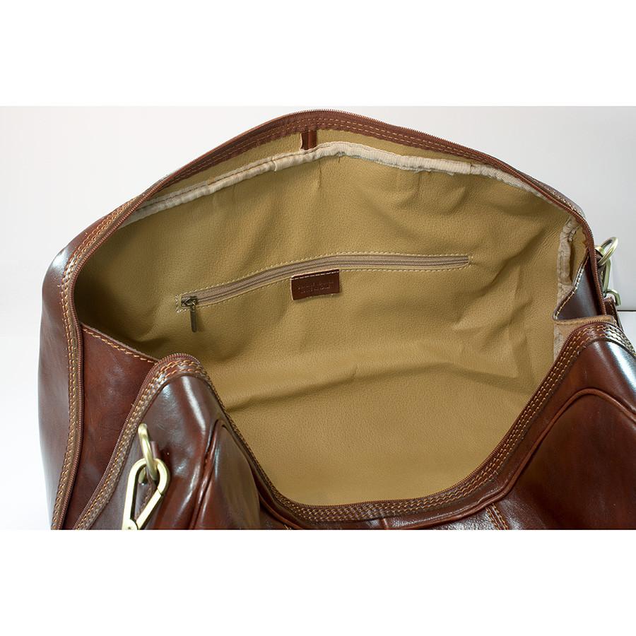 Manufactus Cesare Medium-Size Leather Travel Bag, Tobacco Leather Bag Manufactus by Luca Natalizia 