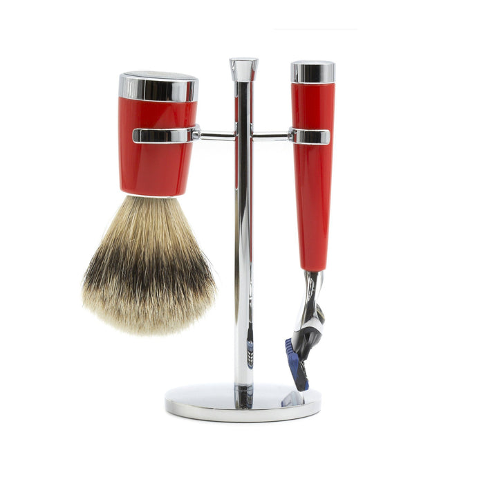 "True North" 3-Piece Shaving Set with Gillette Fusion Razor and Silvertip Badger Brush Shaving Kit Fendrihan 