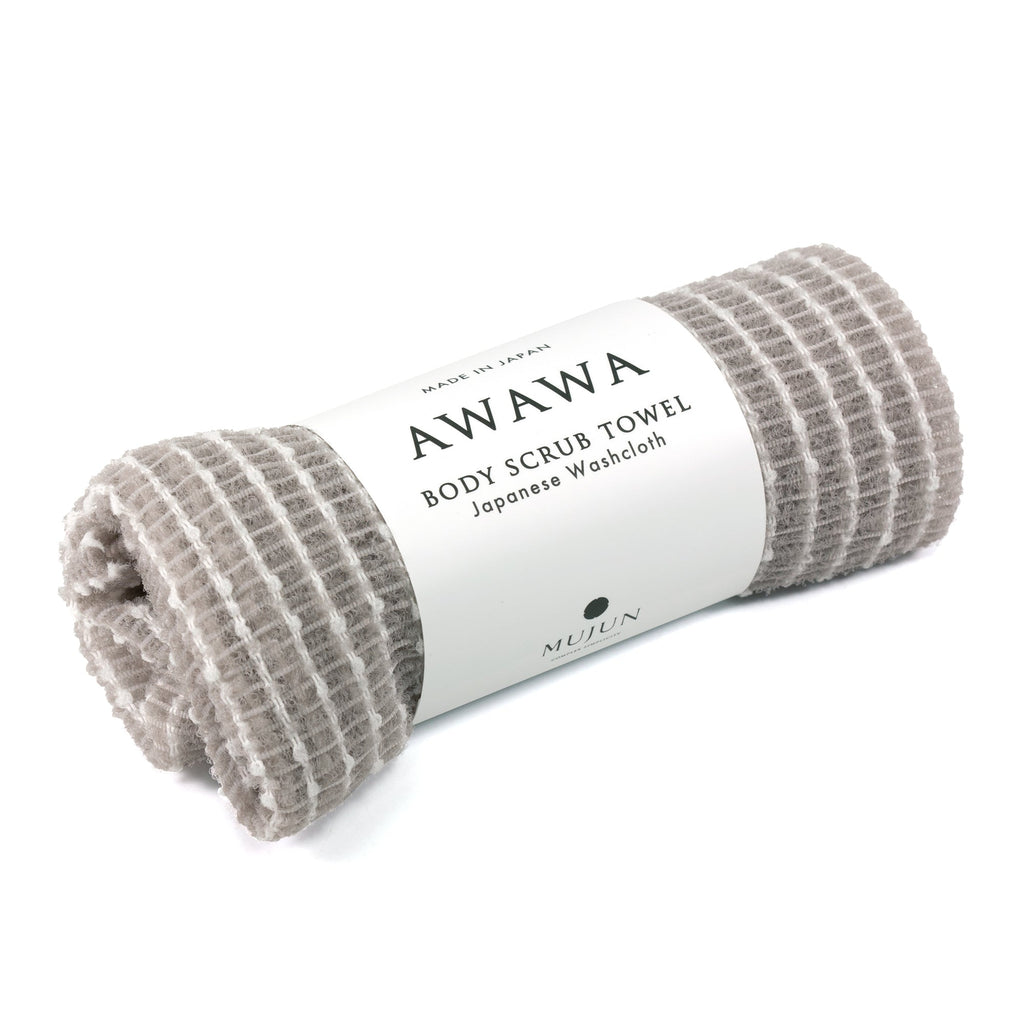 Mujun Awawa Body Scrub Towel Towel Japanese Exclusives Grey 