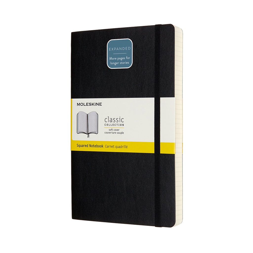 Moleskine 5 x 8 Soft Cover Classic Expanded Notebook in Black Notebook Moleskine Squared 