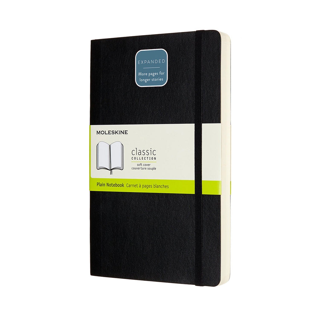 Moleskine 5 x 8 Soft Cover Classic Expanded Notebook in Black Notebook Moleskine Plain 