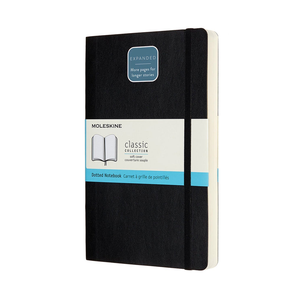 Moleskine 5 x 8 Soft Cover Classic Expanded Notebook in Black Notebook Moleskine Dotted 