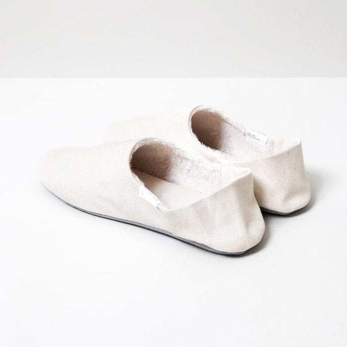 ABE Canvas Home Shoes, Wool-Lined, Natural Spa Slippers Japanese Exclusives 