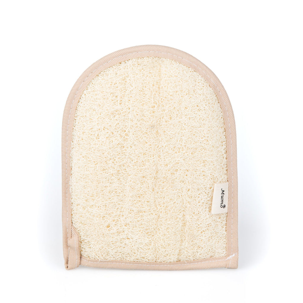 MUMO Double Sided Natural Egyptian Loofah and Cotton Glove Exfoliating Bath Mitt MUMO Beige 