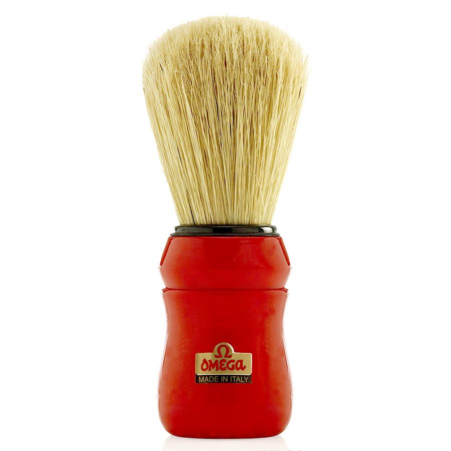 Omega 49 Professional Boar Bristle Shaving Brush, Red Handle Boar Bristles Shaving Brush Omega 