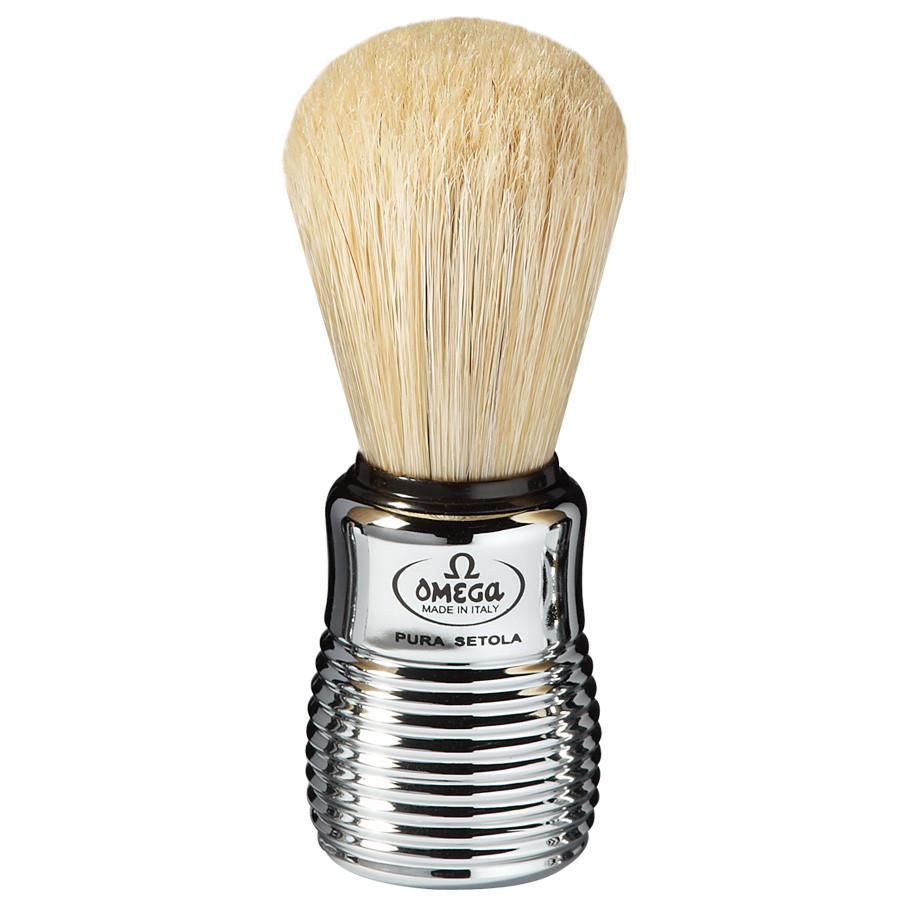 Omega 81 Boar Bristle Shaving Brush, Faux Chrome Beehive Handle Boar Bristles Shaving Brush Omega 
