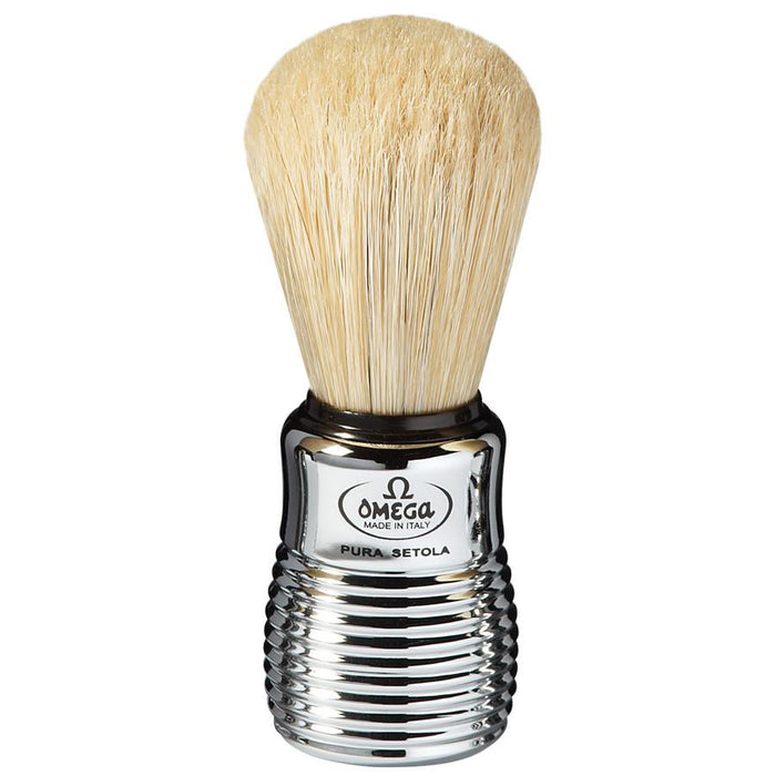 Omega 81 Boar Bristle Shaving Brush, Faux Chrome Beehive Handle Boar Bristles Shaving Brush Omega 