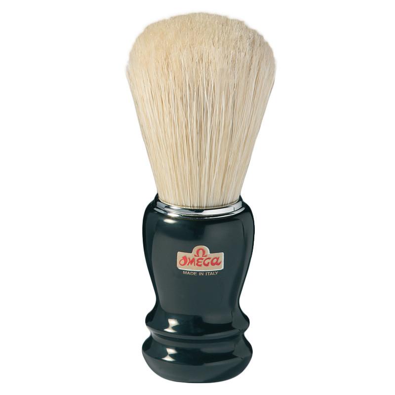 Omega Boar Bristle Shaving Brush, Black Handle with Chrome Rim Boar Bristles Shaving Brush Omega 