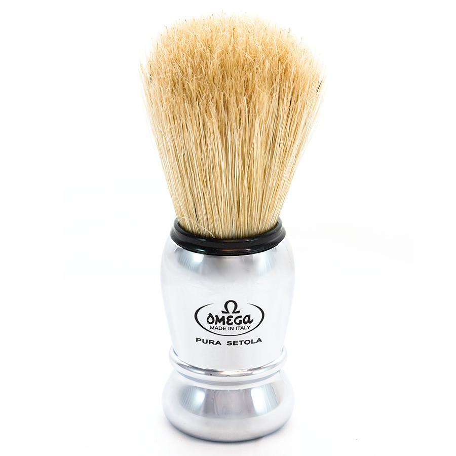 Omega Boar Bristle Shaving Brush, Faux Chrome Handle Boar Bristles Shaving Brush Omega 