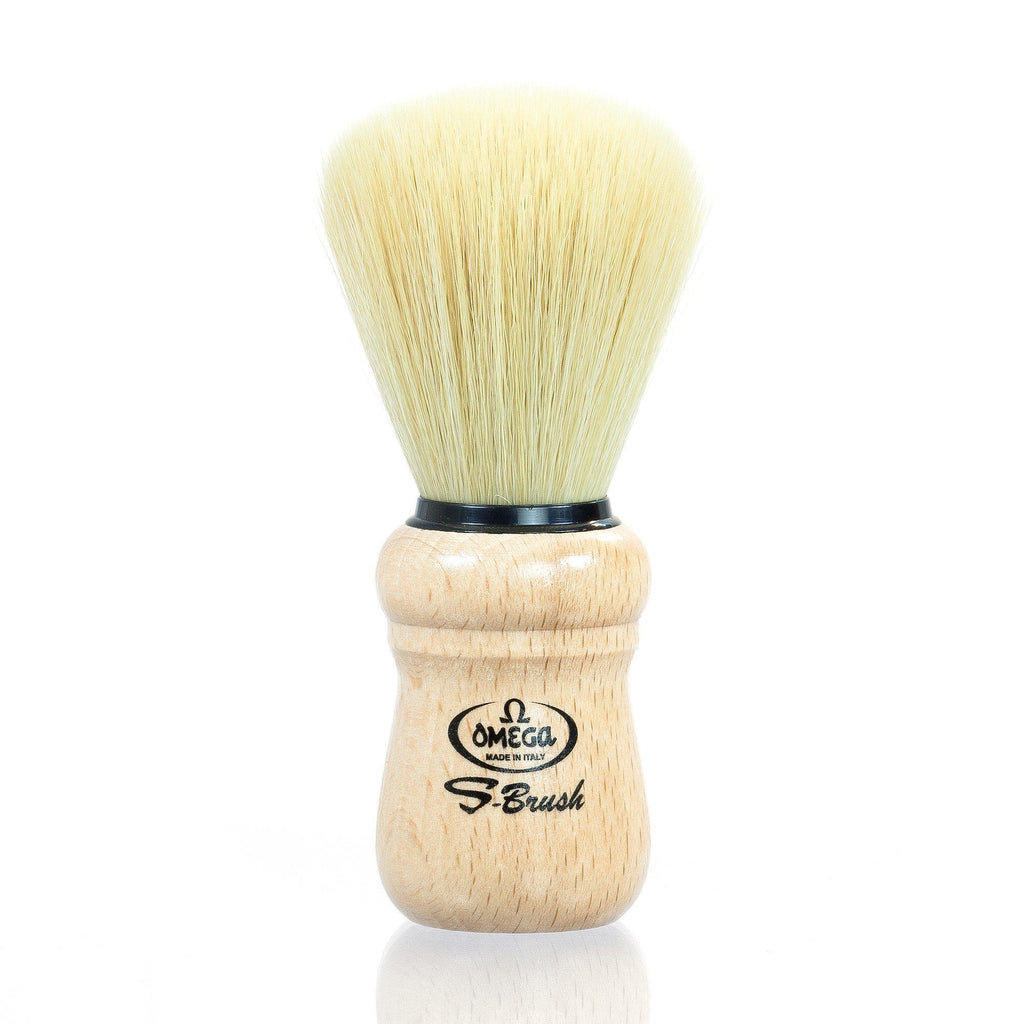 Omega S-Brush S10005 Synthetic Fiber Shaving Brush, Beech Wood Handle Synthetic Bristles Shaving Brush Omega 