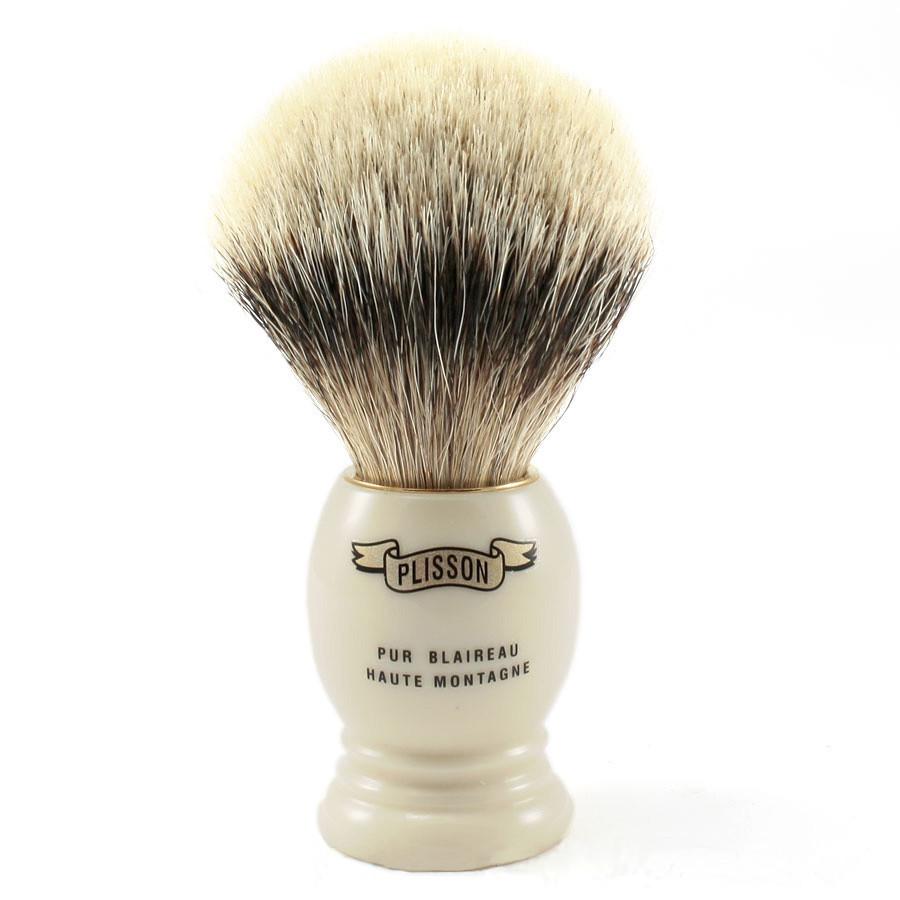 Plisson High Mountain White Badger Shaving Brush, Size 12 Badger Bristles Shaving Brush Plisson - Joris 