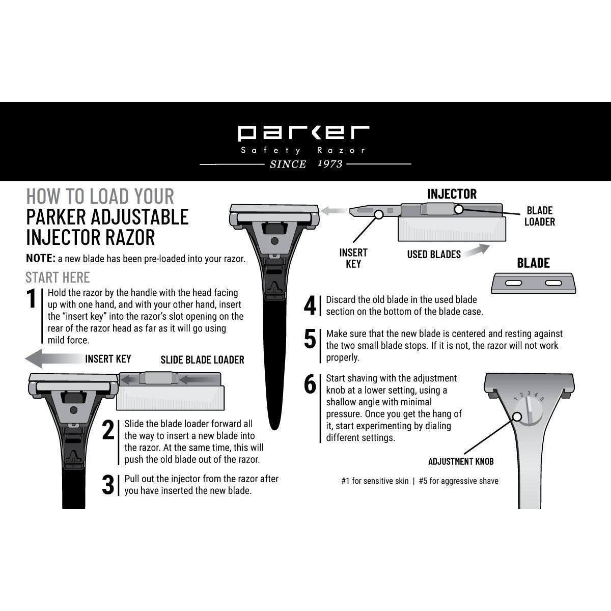 Parker Adjustable Injector Razor Safety Razor Parker Razors 