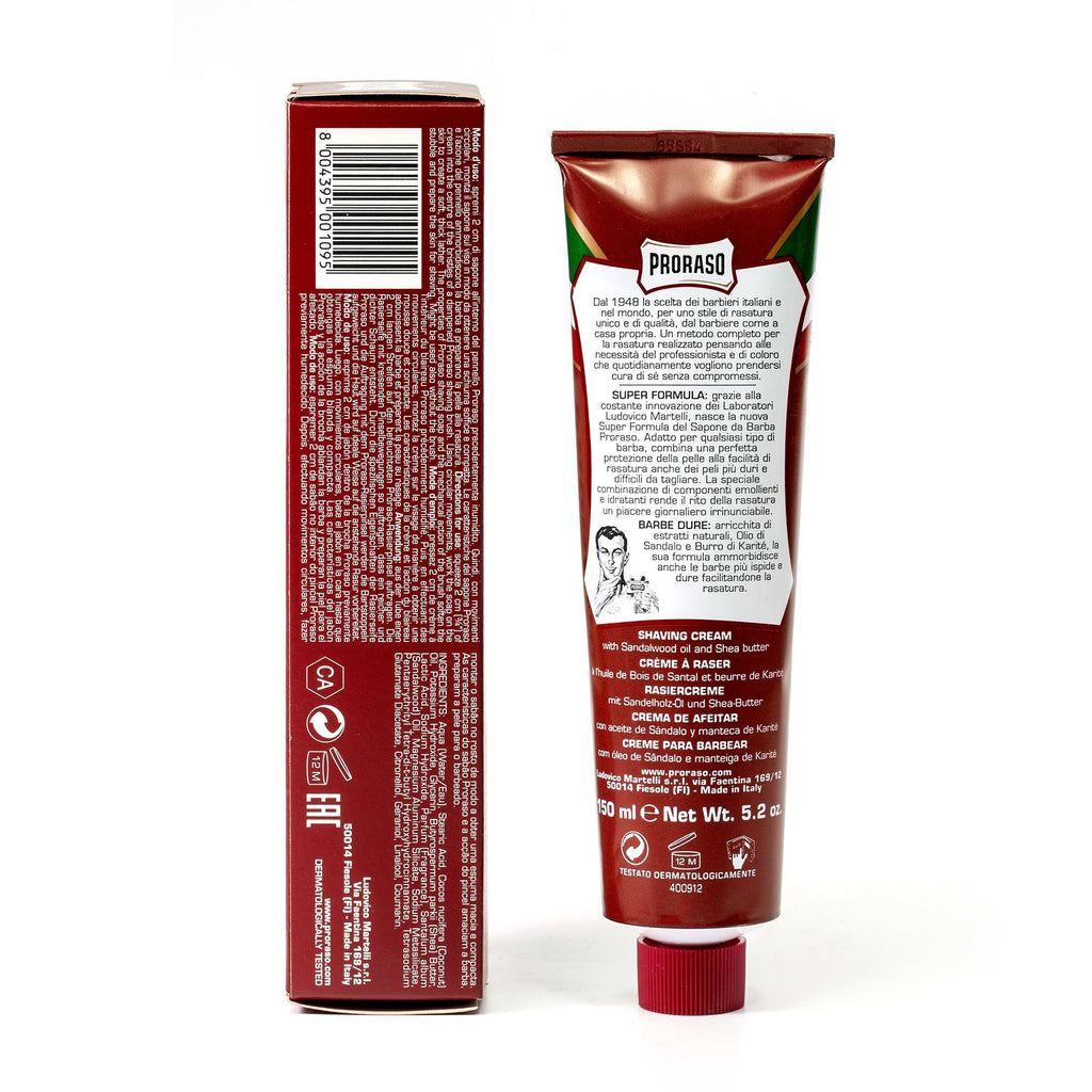 Proraso Red Shaving Cream for Coarse Beard with Sandalwood and Shea Butter Shaving Cream Proraso 