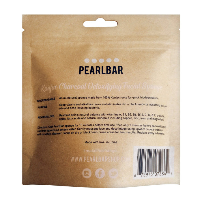 PearlBar Konjac Charcoal Facial Sponge Exfoliating Sponge PearlBar 