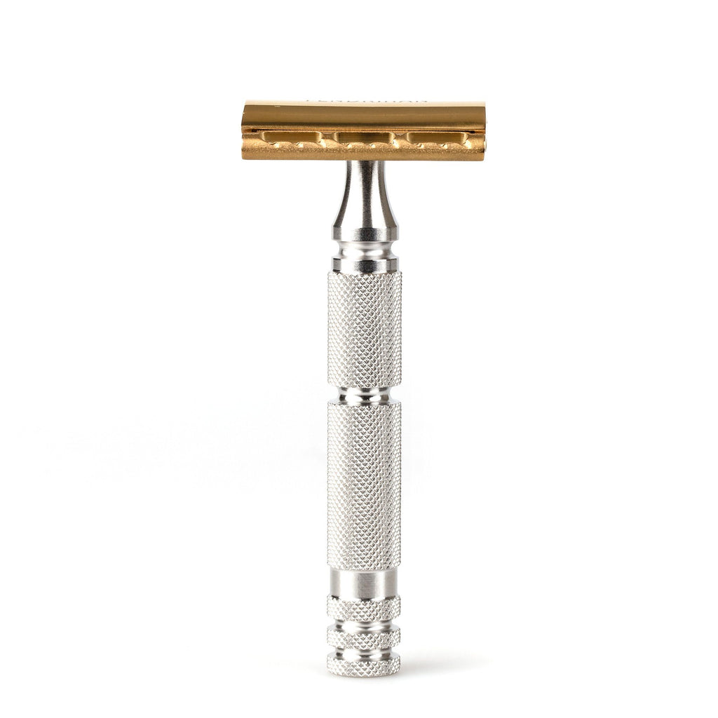 Fendrihan Stainless Steel Safety Razor with Gold PVD Coated Head, Limi