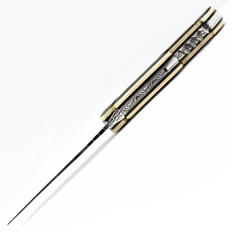Roger Orfevre Laguiole 337 Folding Pocket Knife with Corkscrew, Black and Natural PaperStone Handle Pocket Knife Roger Orfevre 