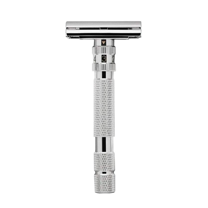 Rockwell Model T Adjustable Butterfly Safety Razor Double Edge Safety Razor Rockwell White Chrome 