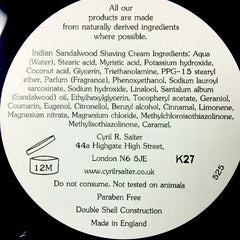 Cyril R Salter Indian Sandalwood Luxury Shaving Cream Shaving Cream Cyril R. Salter 