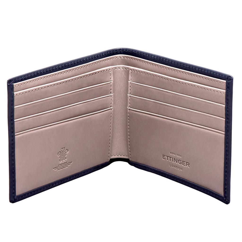 Ettinger Saint Crispin Billfold Leather Wallet with 6 CC Slots Leather Wallet Ettinger Deep Sea & Dry Stone 