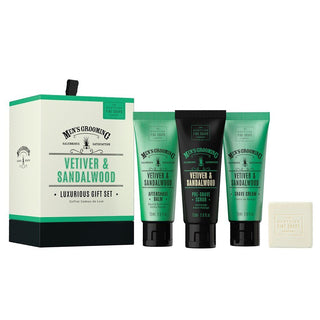 Scottish Fine Soaps Luxurious Gift Set, Vetiver & Sandalwood Shaving Gift Set Scottish Fine Soaps 