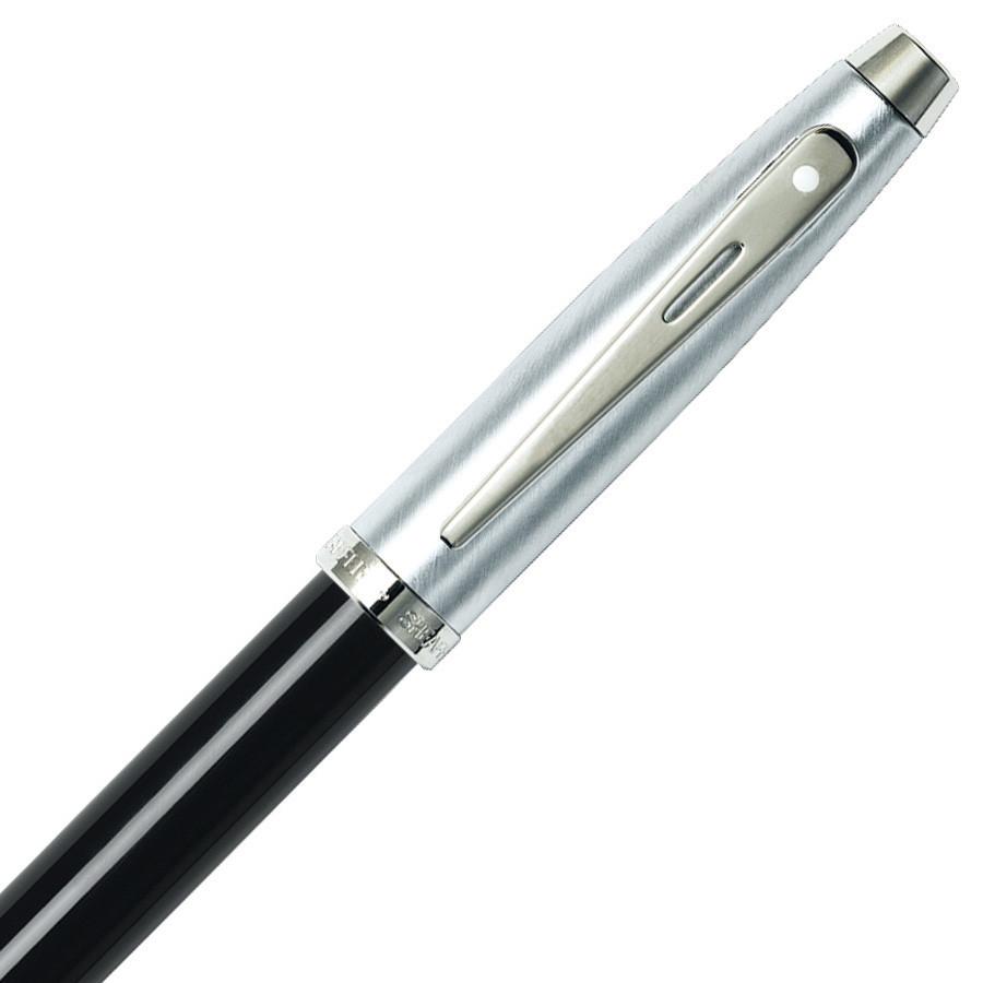 Sheaffer 100 Fountain Pen, Glossy Black Barrel with Brushed Chrome Cap and Nickel Plate Trim Fountain Pen Sheaffer 