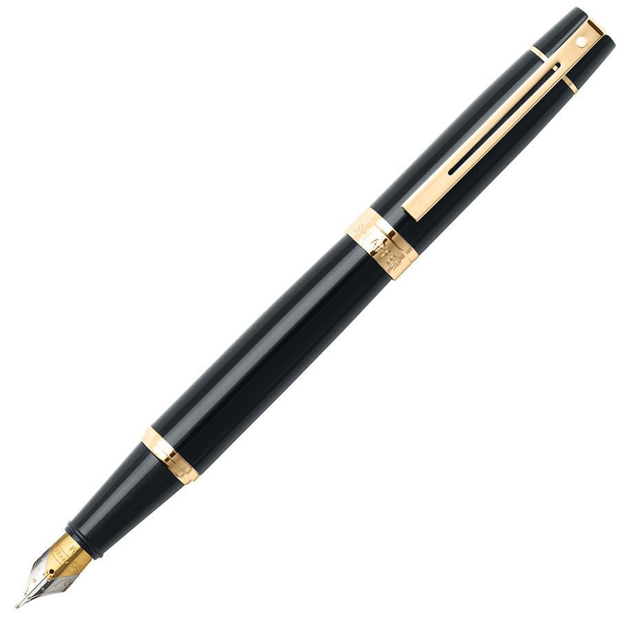 Sheaffer 300 Fountain Pen, Glossy Black with Gold Tone Trim Fountain Pen Sheaffer 