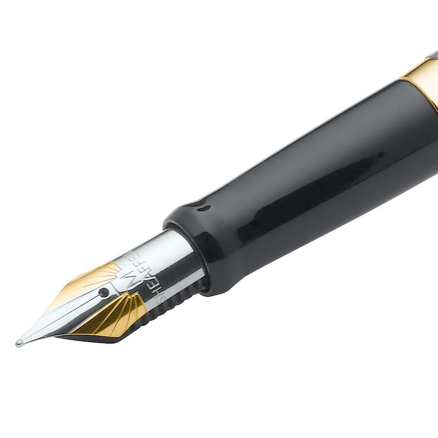 Sheaffer Sagaris Fountain Pen, Brushed Chrome Featuring Gold Tone Trim, Medium Nib Fountain Pen Sheaffer 