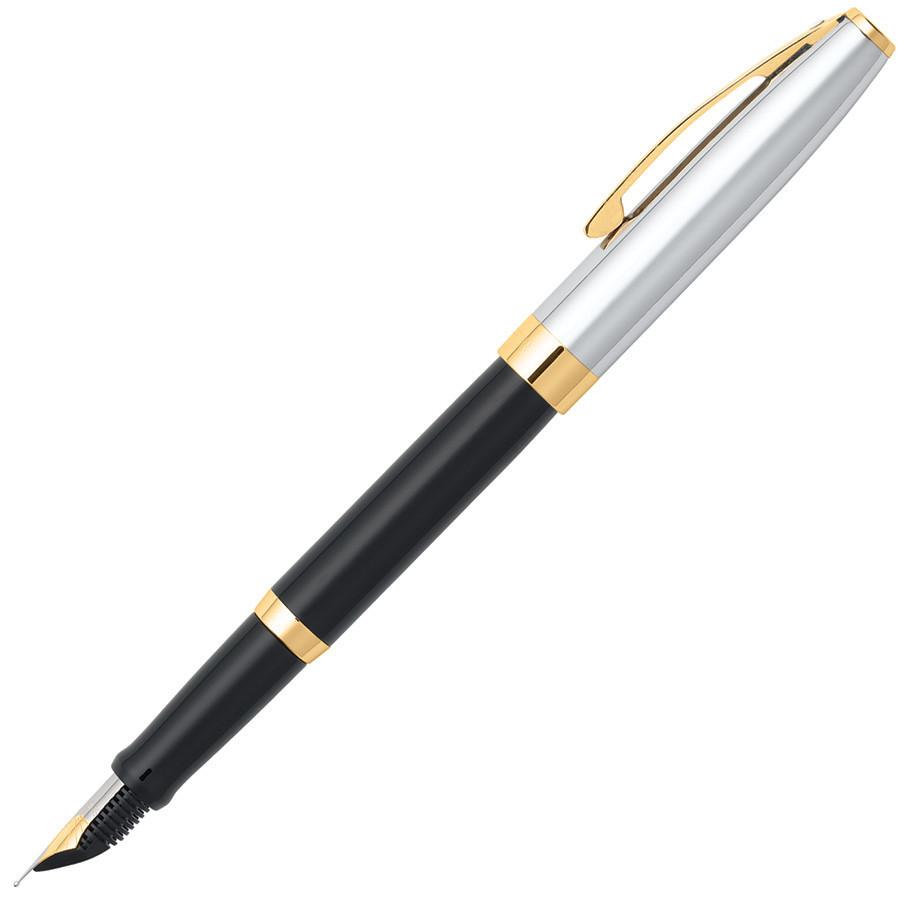 Sheaffer Sagaris Fountain Pen, Black Barrel and Chrome Cap Featuring Gold Tone Trim, Medium Nib Fountain Pen Sheaffer 