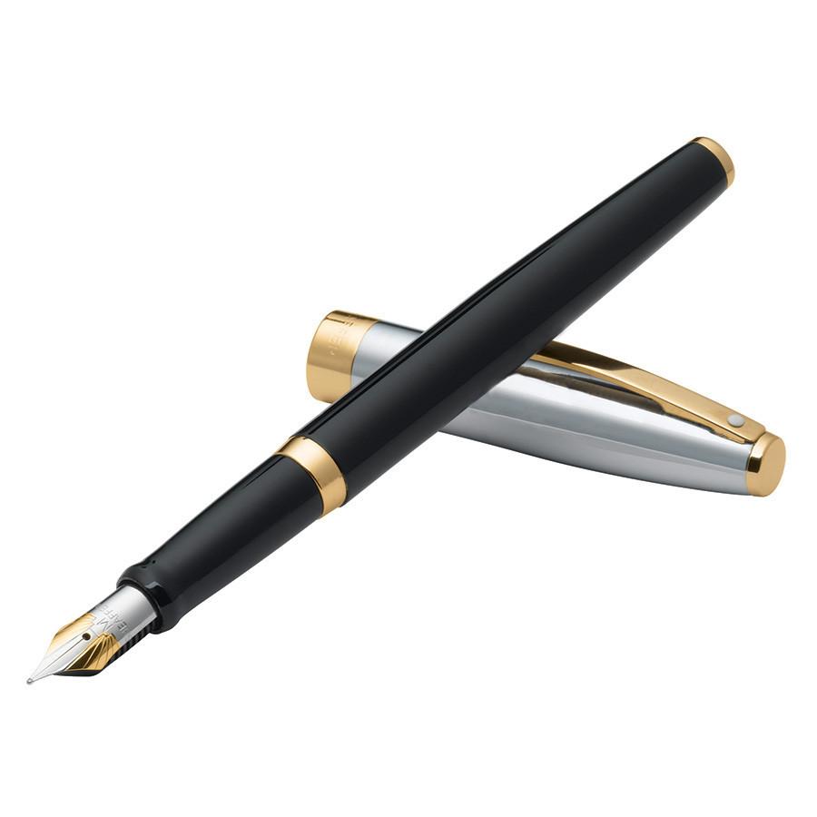 Sheaffer Sagaris Fountain Pen, Black Barrel and Chrome Cap Featuring Gold Tone Trim, Medium Nib Fountain Pen Sheaffer 