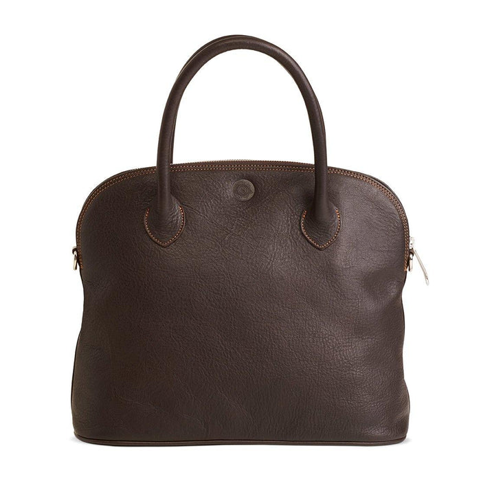 Sonnenleder "Roma T" Leather Bag Leather Bag Sonnenleder Mocha Brown with Blue Lining 
