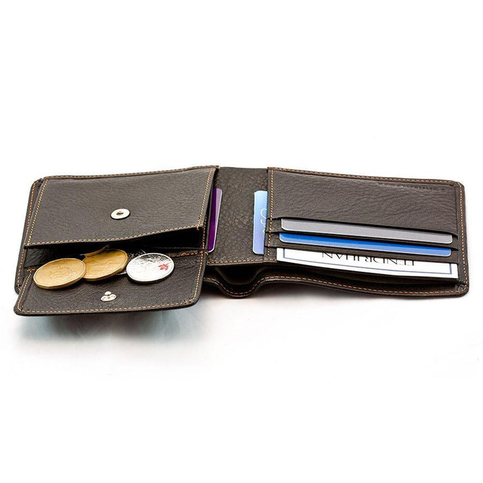 Sonnenleder "Spree" Vegetable Tanned Leather Wallet with 3 CC Slots and Coin Pocket, Mocha Brown Leather Wallet Sonnenleder 