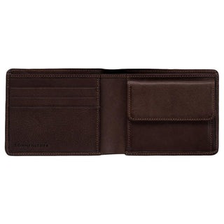 Sonnenleder "Spree" Vegetable Tanned Leather Wallet with 3 CC Slots and Coin Pocket, Mocha Brown Leather Wallet Sonnenleder 