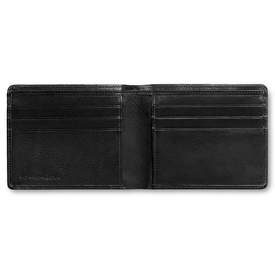 Sonnenleder "Ems" Vegetable Tanned Leather Wallet with 6 CC Slots Leather Wallet Sonnenleder Black 