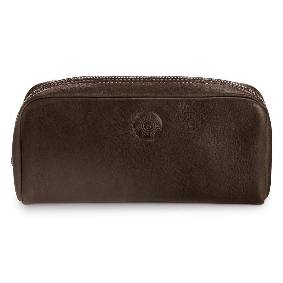 Sonnenleder "Faschina" Vegetable Tanned Leather Toiletry Bag Grooming Travel Case Sonnenleder Mocha Brown 