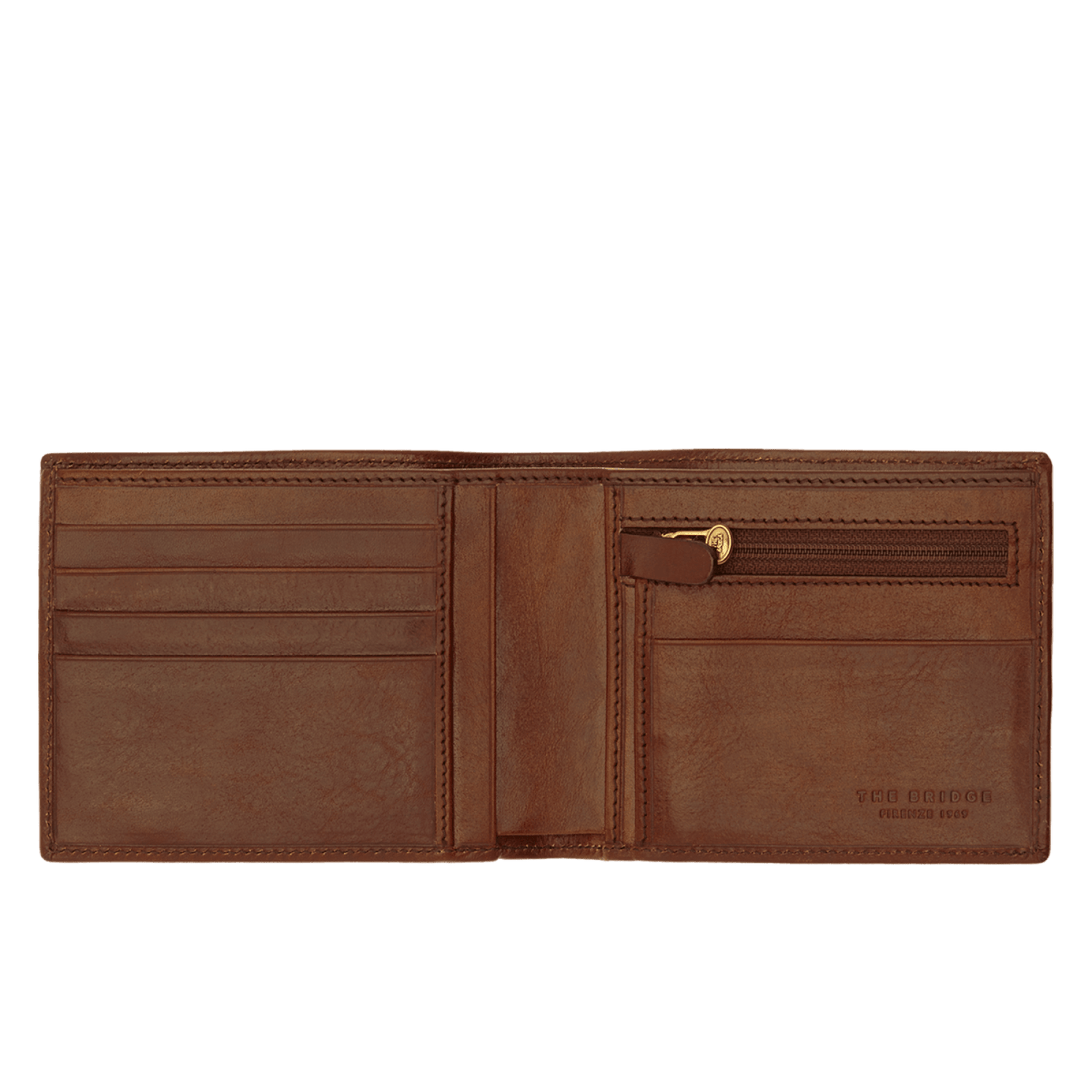 The Bridge Story Uomo Wallet with 5 CC Slots and Coin Pouch Leather Wallet The Bridge Brown 