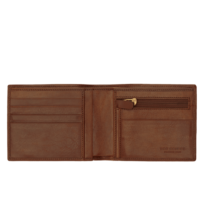 The Bridge Story Uomo Wallet with 5 CC Slots and Coin Pouch Leather Wallet The Bridge Brown 