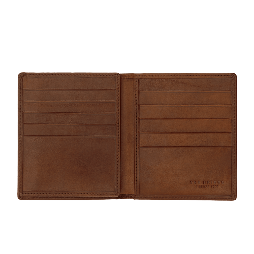 The Bridge Story Uomo Wallet with 10 CC Slots and Mesh Foldout Leather Wallet The Bridge Brown 