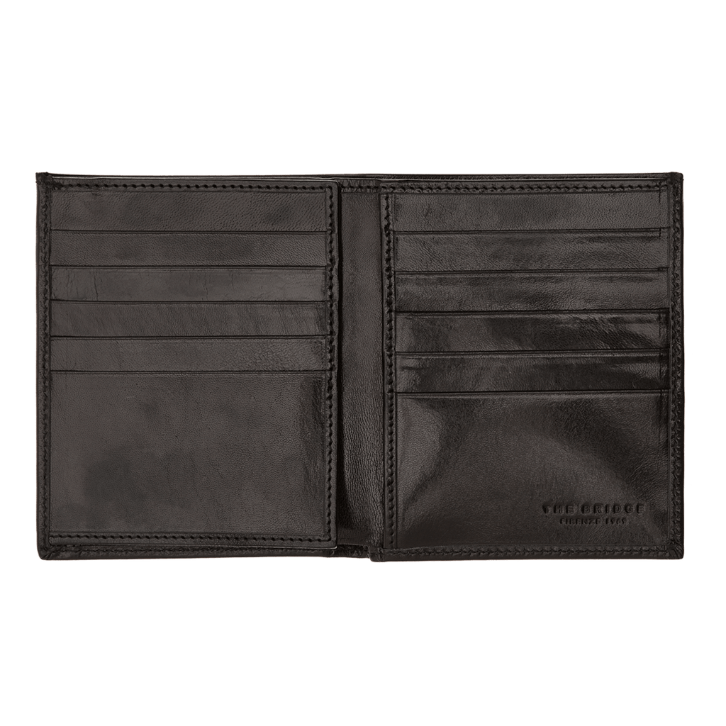 The Bridge Story Uomo Wallet with 10 CC Slots and Mesh Foldout Leather Wallet The Bridge Black 
