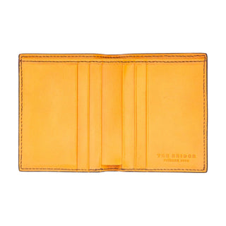 The Bridge Alberto Vertical Credit Card Holder with 8 CC Slots Leather Wallet The Bridge Mustard 