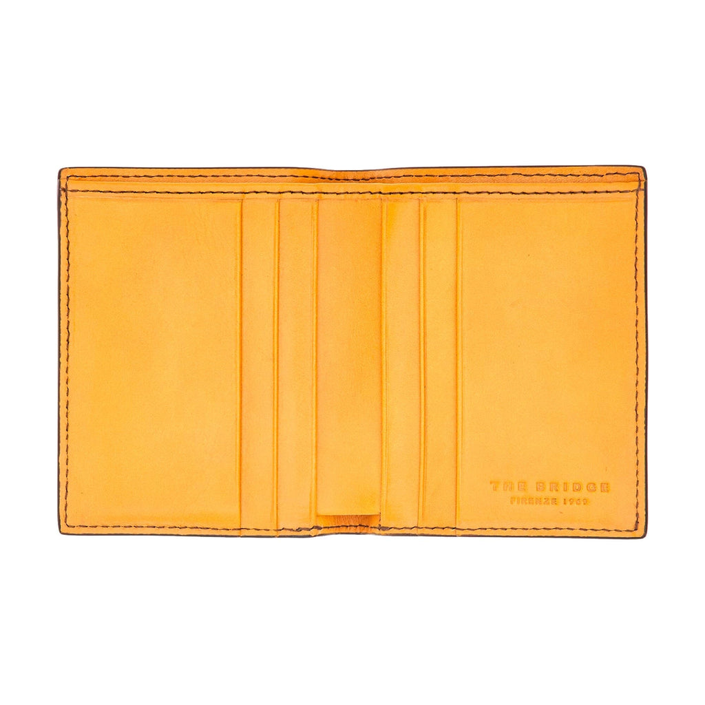 The Bridge Alberto Vertical Credit Card Holder with 8 CC Slots Leather Wallet The Bridge Mustard 