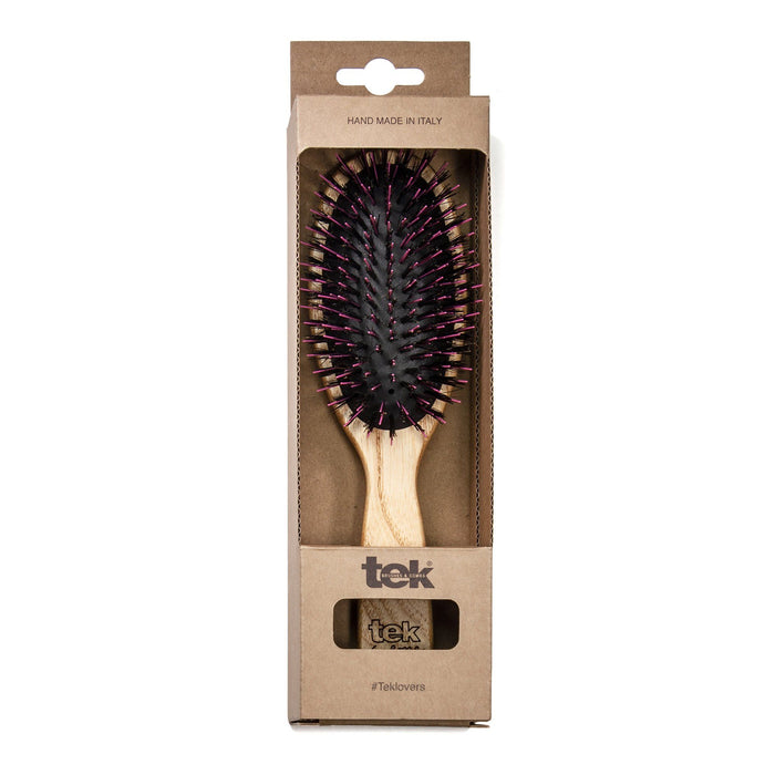 TEK Big Oval Ash Wood Hair Brush with Boar Bristles and Nylon Pins Hair Brush TEK 