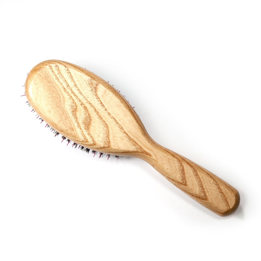 TEK Big Oval Ash Wood Hair Brush with Boar Bristles and Nylon Pins Hair Brush TEK 