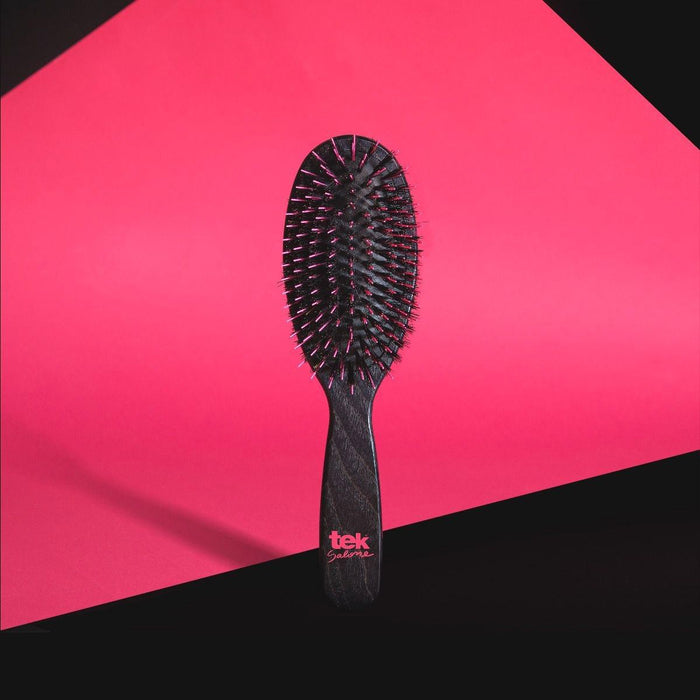 TEK Big Oval Ash Wood Hair Brush with Boar Bristles and Nylon Pins Hair Brush TEK 