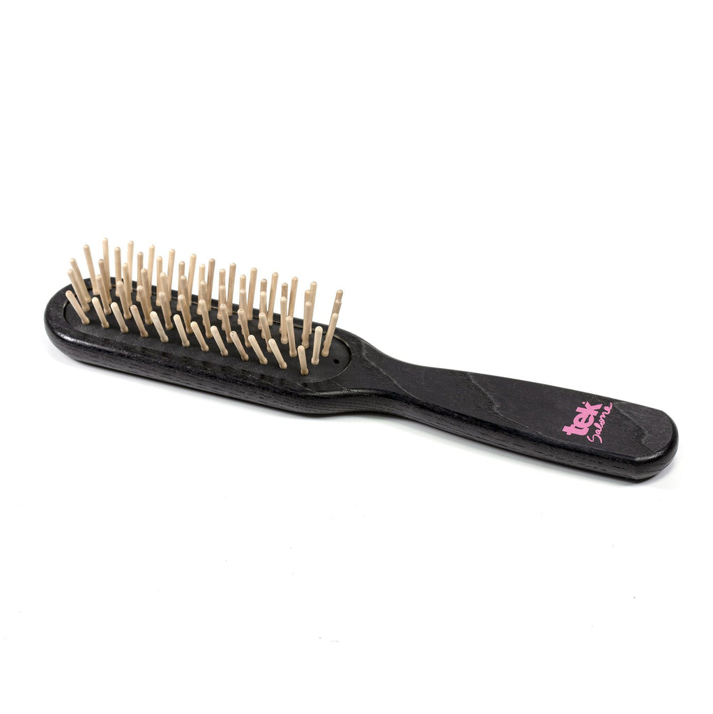 TEK Rectangular Ash Wood Hair Brush with Wooden Bristles Hair Brush TEK Black 