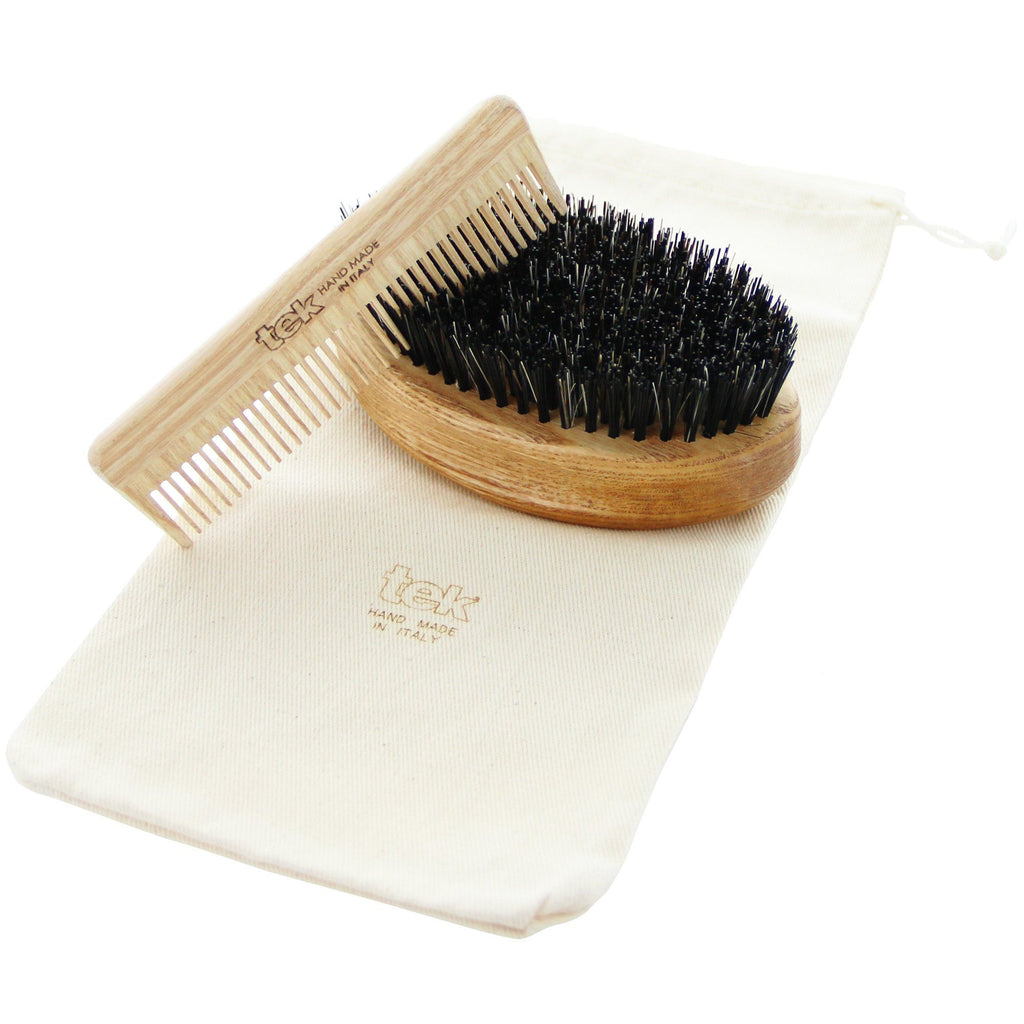 TEK Ash Wood Beard Brush and Comb Gift Set Beard and Moustache Grooming TEK 