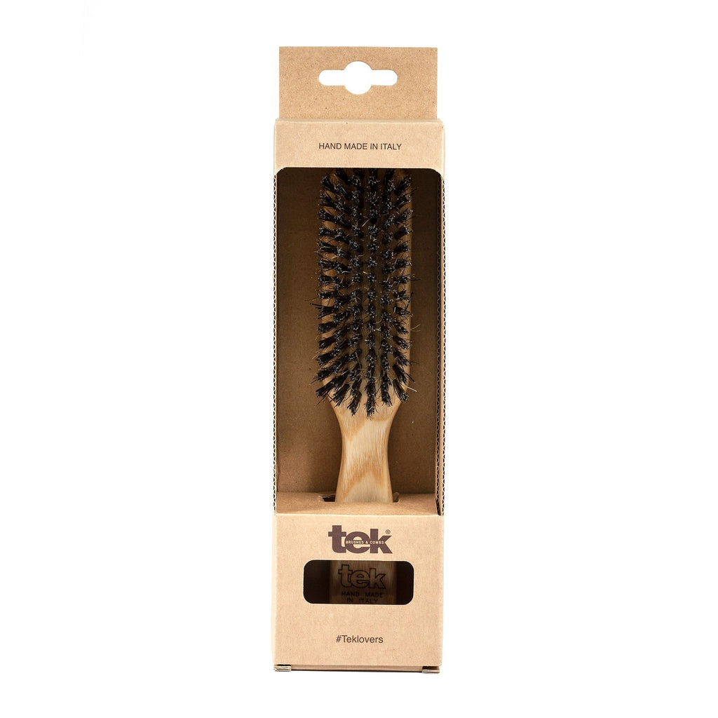 TEK Rectangular Ash Wood Hair Brush with Boar Bristles Hair Brush TEK 