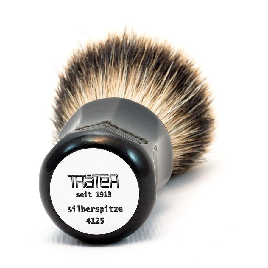 H.L. Thater 4125 Series Fan-Shaped Silvertip Badger Shaving Brush with Black Handle, Size 0 Badger Bristles Shaving Brush Heinrich L. Thater 