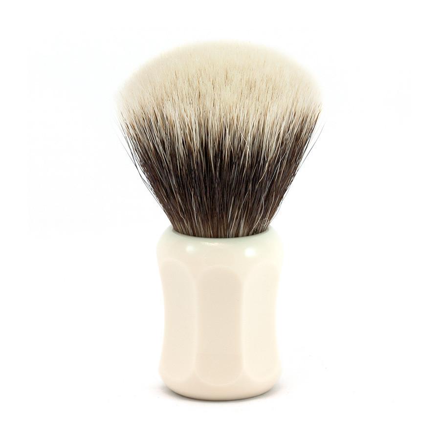H.L. Thater 4125 Series 2-Band Fan-Shaped Silvertip Shaving Brush with Faux Ivory Handle, Size 2 Badger Bristles Shaving Brush Heinrich L. Thater 