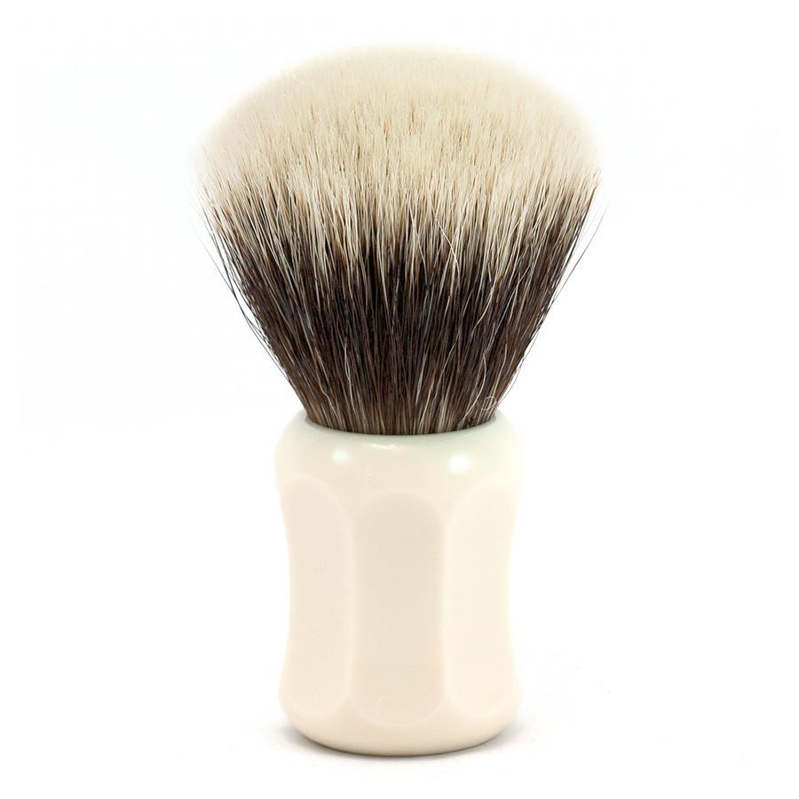 H.L. Thater 4125 Series 2-Band Fan-Shaped Silvertip Shaving Brush with Faux Ivory Handle, Size 4 Badger Bristles Shaving Brush Heinrich L. Thater 