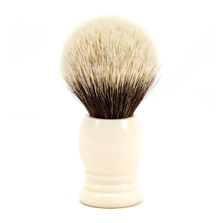 H.L. Thater 4292 Series 2-Band Silvertip Shaving Brush with Faux Ivory Handle, Size 4 Badger Bristles Shaving Brush Heinrich L. Thater 